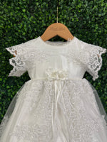 Piccolo Bacio Girls' Lace Flutter Sleeve Baptism Gown Nicolette