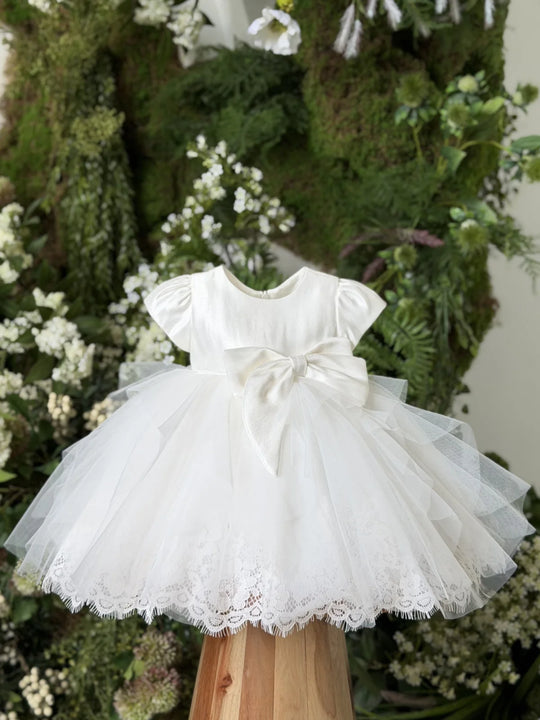 designer christening dresses Baptism & – Sara's Children's Boutique Color:Champagne as Pics Elegant Knitted Sling Mid Colored Wedding Dresses Girl sewn button closures