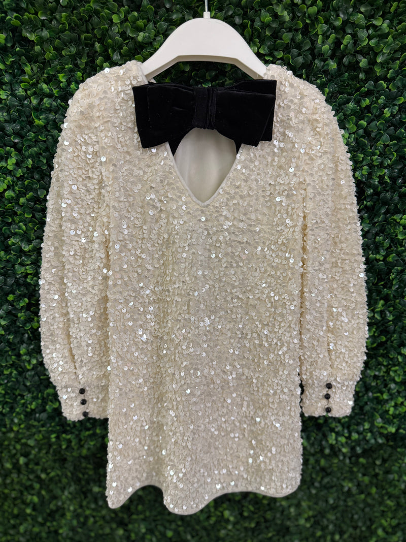 Abel & Lula Winter White Sequin Dress 5525