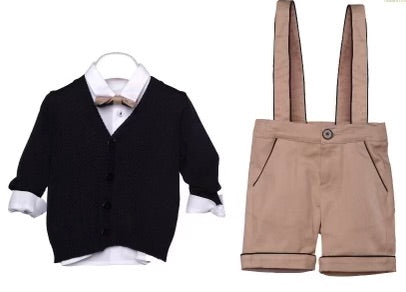 Bimbalo Boys’ Navy and Taupe Suspender Set 7673