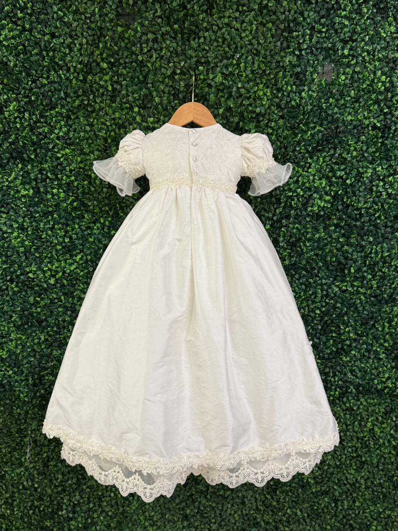 Piccolo Bacio Girls' Silk Embroidered Baptism Dress Virginia