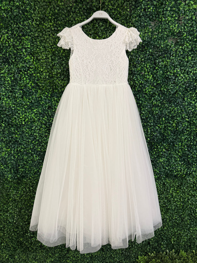 Teter Warm Lace Cap Flutter Sleeve Gown SK15