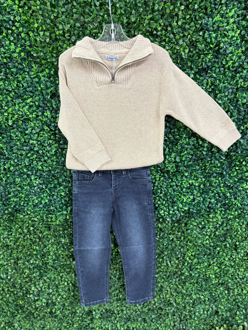 Mayoral Boys’ Quarter Zip and Jean Set 4375