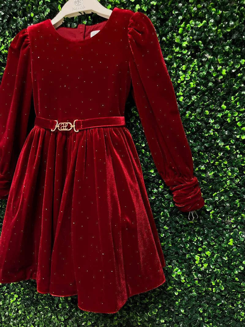 Abel & Lula Girls' Ruby Red Velvet Studded Dress 5536 Sara's Children's Boutique Abel & Lula Girls' Ruby Red Velvet Studded Dress 5536 Sara's Children's Boutique
