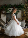 Teter Warm Lace Cap Flutter Sleeve Layered Gown SK41