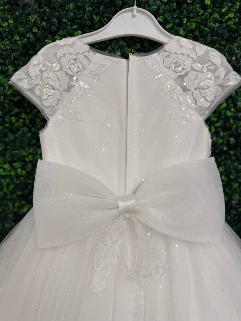 Princess Daliana Girls' Rosette Lace Long Gown