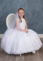 Nan & Jan Sparkly Lace and Tulle Communion Dress with Border Lace - Mariana