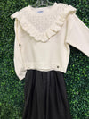 Mayoral Girls’ Knit Sweater and Faux Leather Wide Leg Pants Set 4304