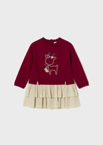 Mayoral Girls' Red Knit Reindeer Holiday Dress 2911