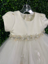 Nan & Jan Ivory Satin and Tulle Floral Dress 3812