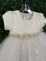 Nan & Jan Ivory Satin and Tulle Floral Dress 3812