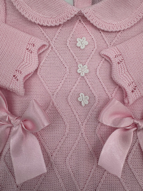 Dolce Goccia Knit Baby Girl Pink Romper
