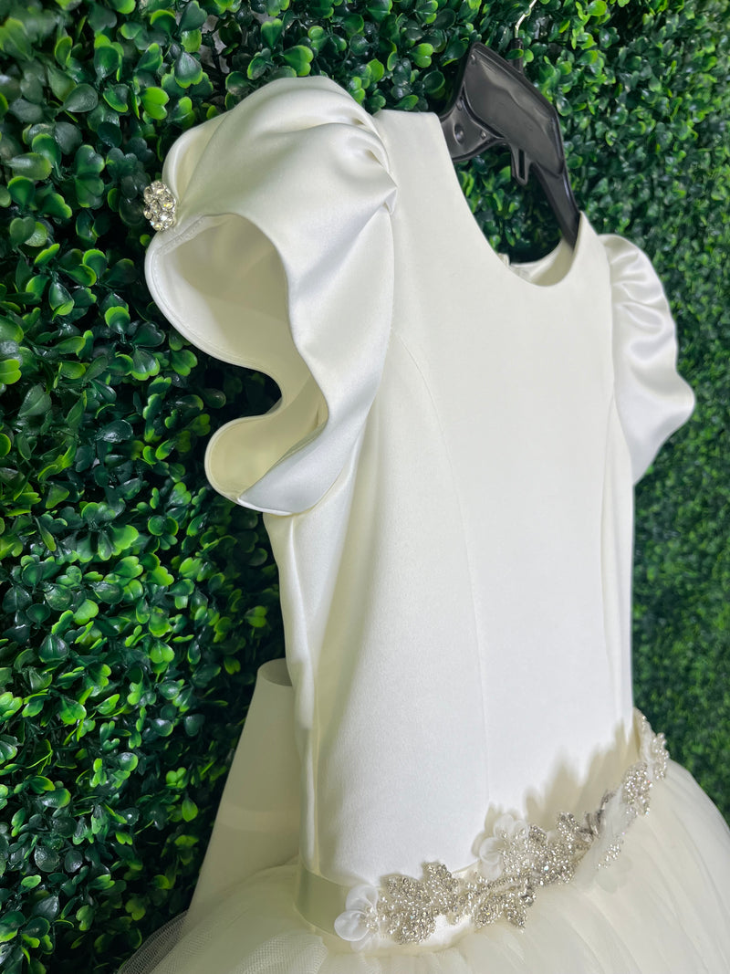 Bella Bow Lace Tiered Lace Communion Dress Cindy 7 X / Off White Bella Bow Lace Tiered Lace Communion Dress Cindy 7 X / Off White