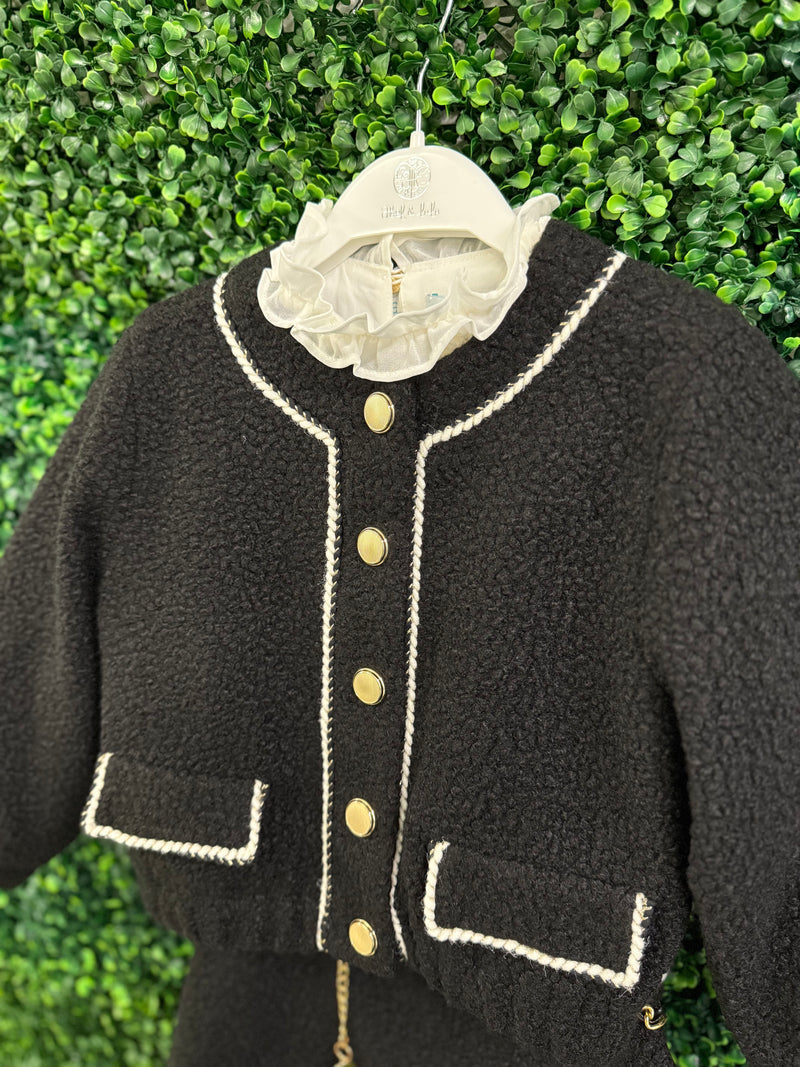 Abel & Lula Faux Shearling Lady Jacket and Skirt Set 5843