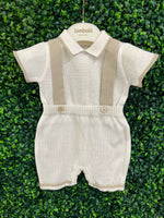 Michelina Bimbi Taupe Knit Boys Romper With Cap