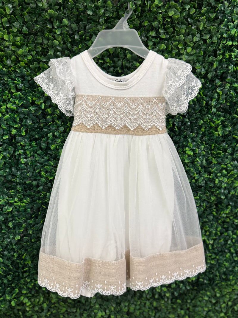 Macis Design Girls’ Taupe and Lace Changing Outfit 376A