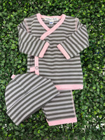 Sippy Baby Girls' Pima Cotton 3pc Striped Set