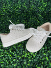 Girls’ White Glitter Sneaker with Ribbon Laces - S189B