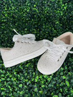 Girls’ White Glitter Sneaker with Ribbon Laces - S189B