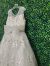 Princess Daliana Girls’ Pearl/Rhinestone Metallic Lace Communion Gown 