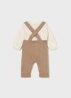 Mayoral Boys’ 2 Piece Brown and Tan Knit Overall Outfit - 2646
