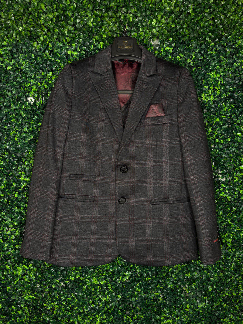 Leo & Zachary Boys’ Burgundy Check Sports Jacket