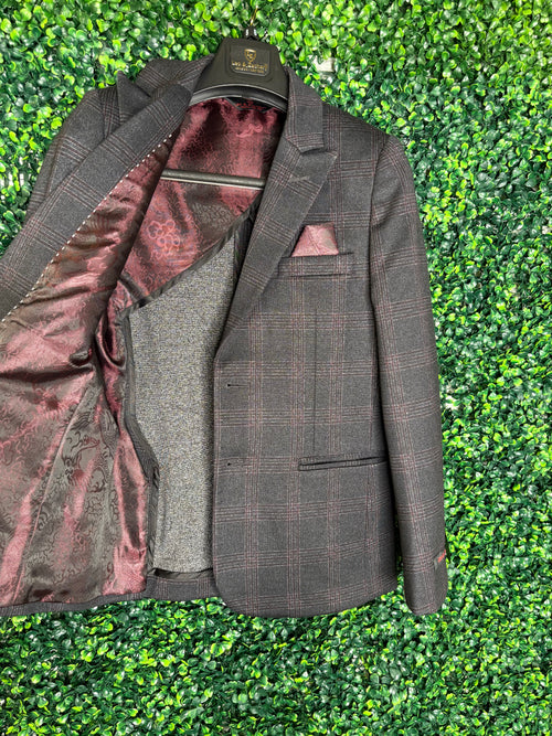 Leo & Zachary Boys’ Burgundy Check Sports Jacket