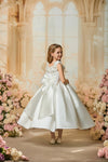Princess Daliana Satin Pinch Pleat Three Dimensional Flower Dress D24472