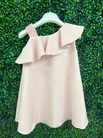 Bimbalo’ Girls' Crepe Asymmetrical Dress with Rhinestone and Pearl Accent