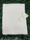 Bimbalo Made in Itay! Girl’s White Cotton Knit Bow Blanket