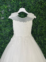 Michelina Bimbi Floral Embroidery Bow Shoulder Communion A-lineGown J4211