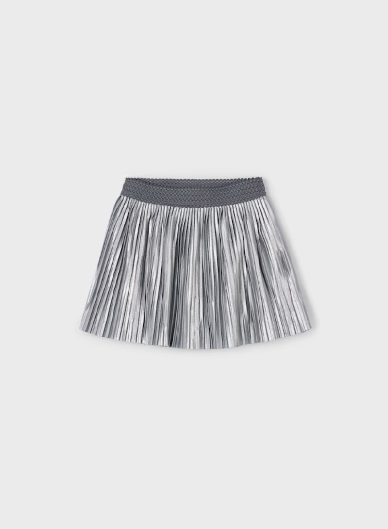 Mayoral Girls’ Silver Shimmer Knit Sweater and Pleated Skirt Set 4306
