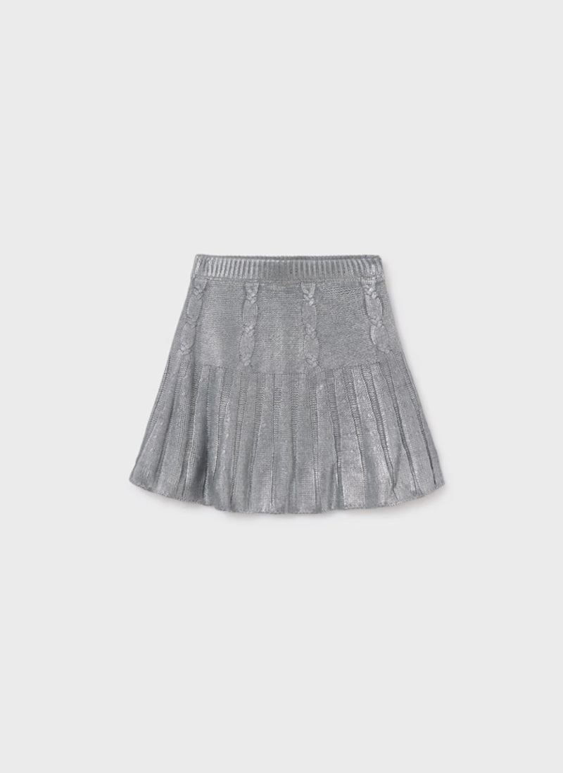 Mayoral Girls’ Silver Shimmer Knit Skirt Set Plus Size 7309