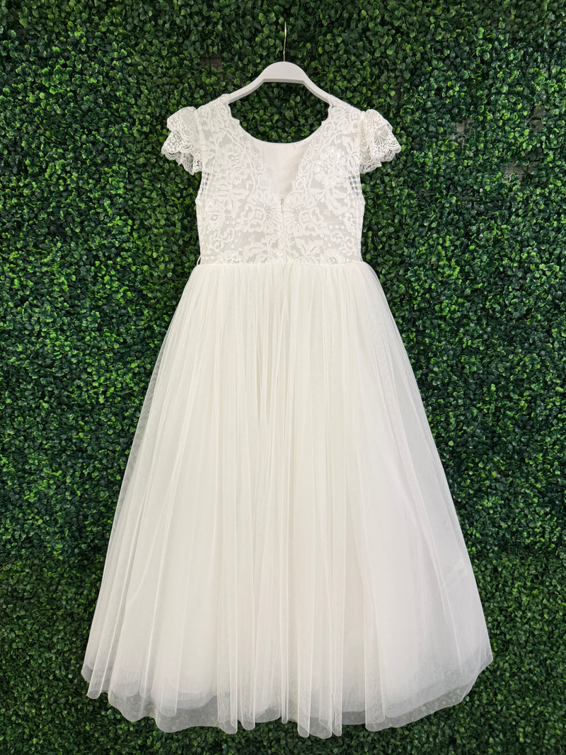 Teter Warm Lace Cap Flutter Sleeve Gown SK15