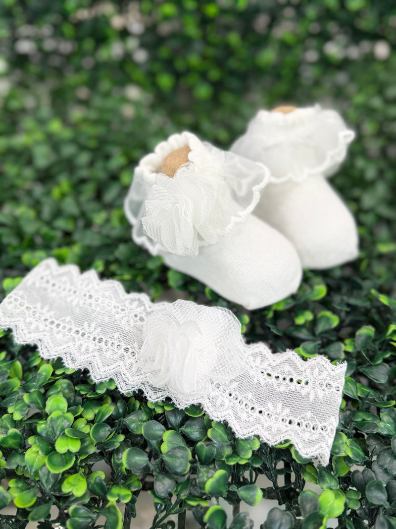 Mayoral Girls’ Cotton Flower Sock and Headband Set 9869