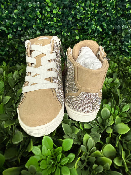 Nina Girls’ Gold Rhinestone High Top Sneaker