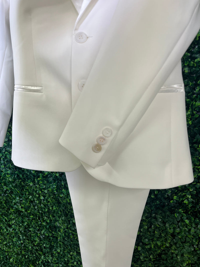 Michelina Bimbi Italian Silk Lapel White Communion 3pc Suit MRF2