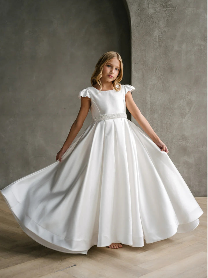 white communion dresses Wedding girl dress ivory sleeveless, Birthday girl dress lace, First c –  Colibri Fashion Studio main image 0