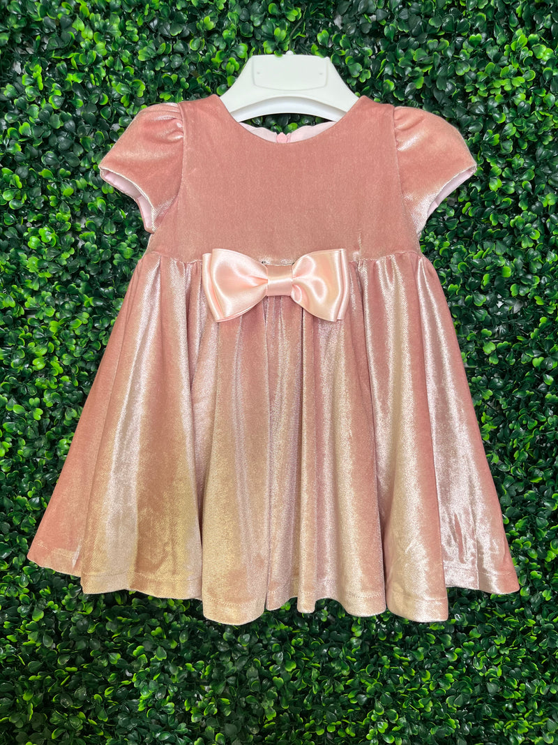 Made In Italy! Michelina Bimbi Girls' Pink Opalescent Velvet A-line Dress