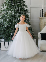 Teter Warm Off Shoulder Puff Sleeve Floral Lace Gown GS88