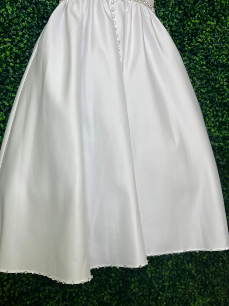 Joan Calabrese Satin Pearl embellished Communion Gown