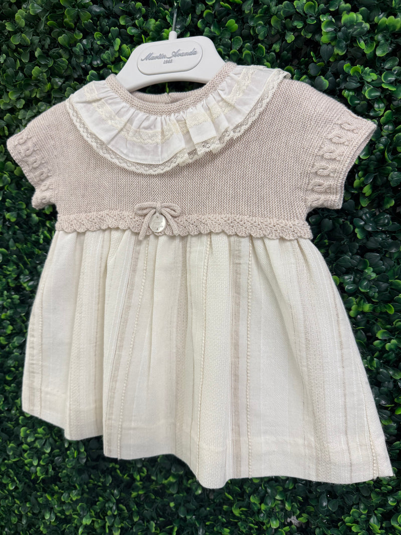Martin Aranda Taupe Knit and Linen Dress 1 Month Martin Aranda Taupe Knit and Linen Dress 1 Month