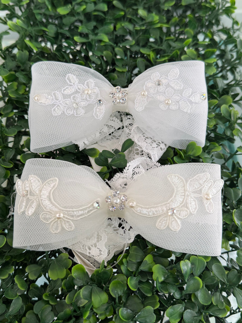Accessories by Adriana Bow Lace & Rhinestone Bow Headband HB203