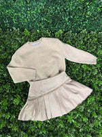 Mayoral Girls’ Metallic Knit Sweater and Pleated Skirt Set 4302