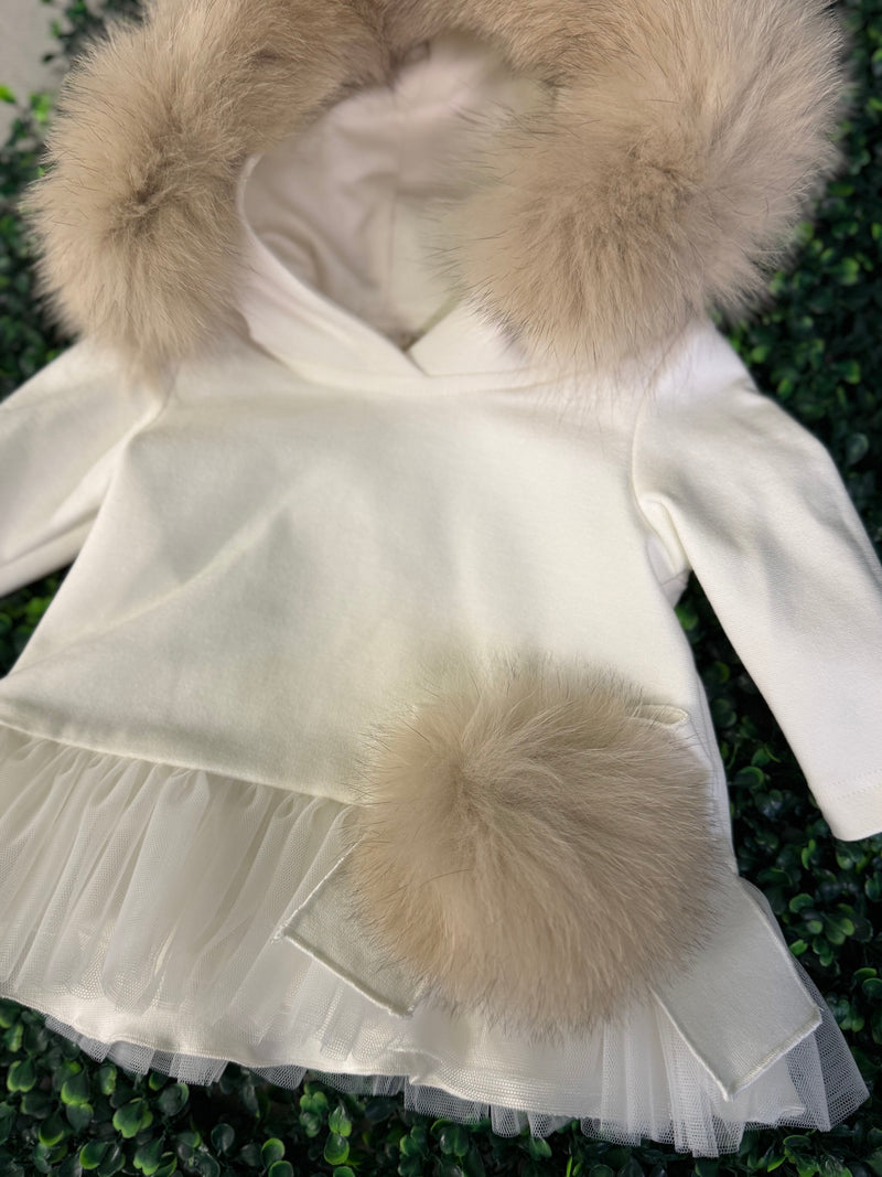 Bimbalò Girls’ Italian Fur Trim Two Piece Sweater Set