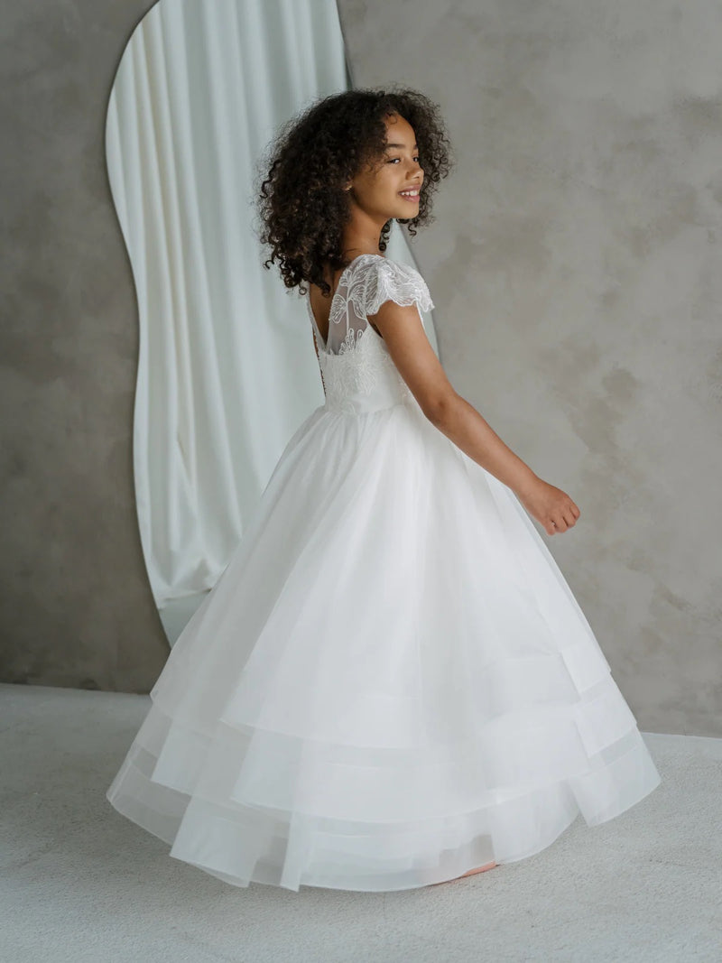 Teter Warm Floral Beaded Bodice Tiered Gown JK11