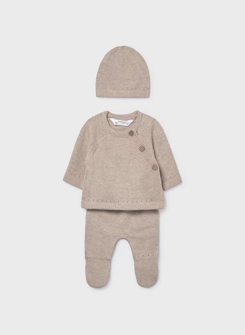 Mayoral Baby Taupe Knit Three Piece Outfit 9981