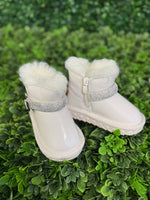 Doe A Dear Girl's Off White Rhinestone Boots