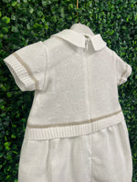 Michelina Bimbi Linen and Knit Boys Romper With Cap