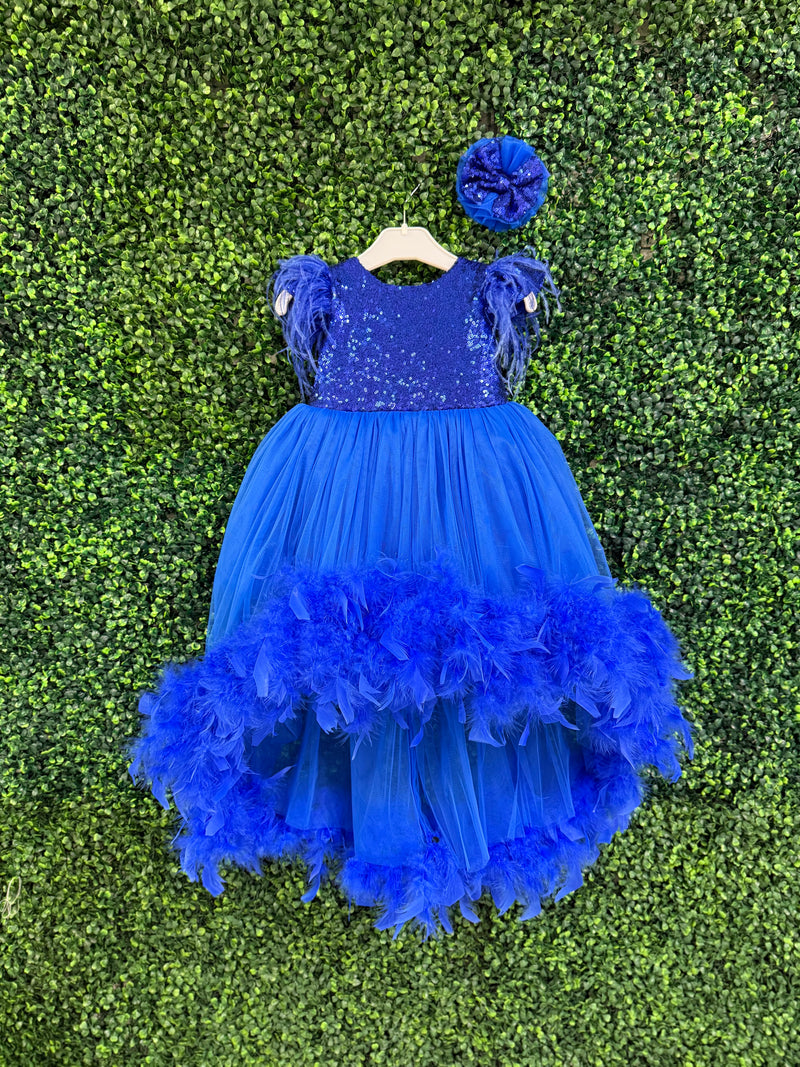 Royal Blue Feather Party Dress 1 / 2 / Royal Blue Royal Blue Feather Party Dress 1 / 2 / Royal Blue